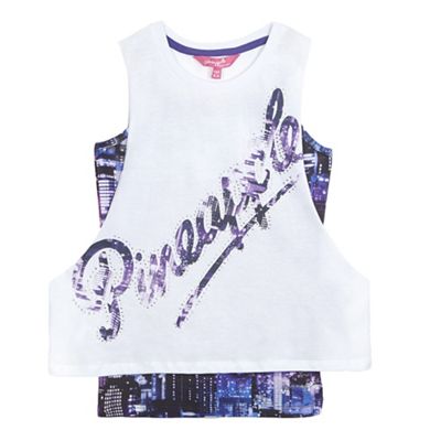 Pineapple Girls' white logo print vest set